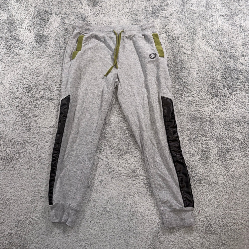 Fast & Furious Universal Studios Jogger Pants Size M Gray Faux Leather Trim